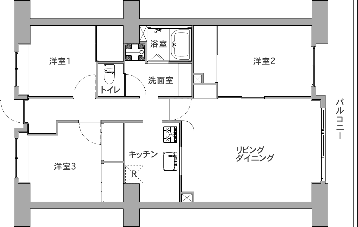 中古マンションのリノベーション前の間取り図