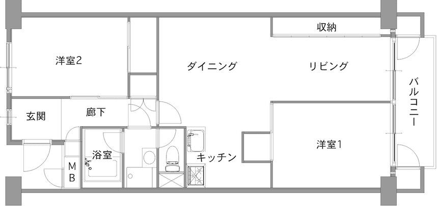 中古マンションのリノベーション前の間取り図
