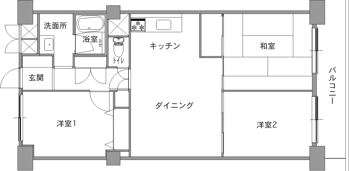 中古マンションのリノベーション前の間取り図