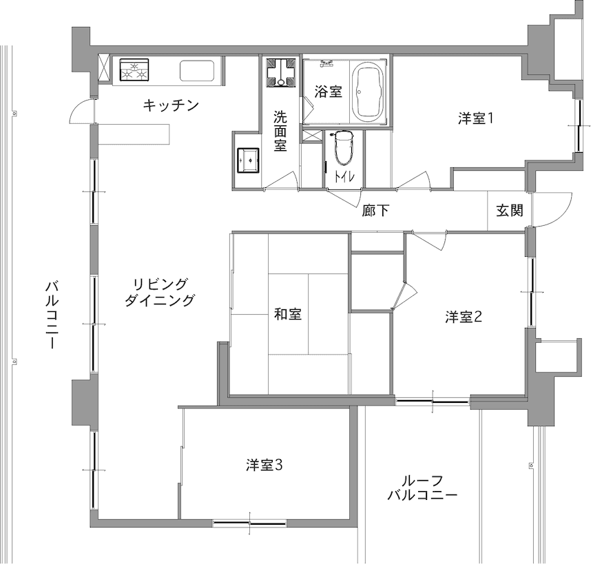 中古マンションのリノベーション前の間取り図