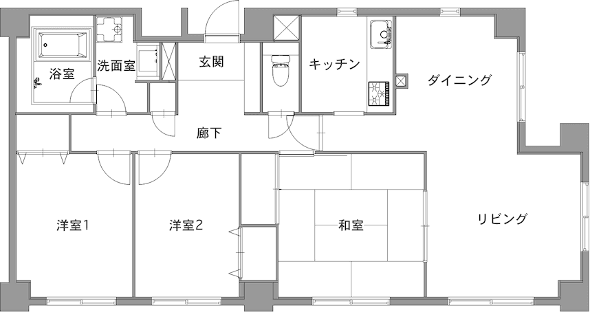 中古マンションのリノベーション前の間取り図